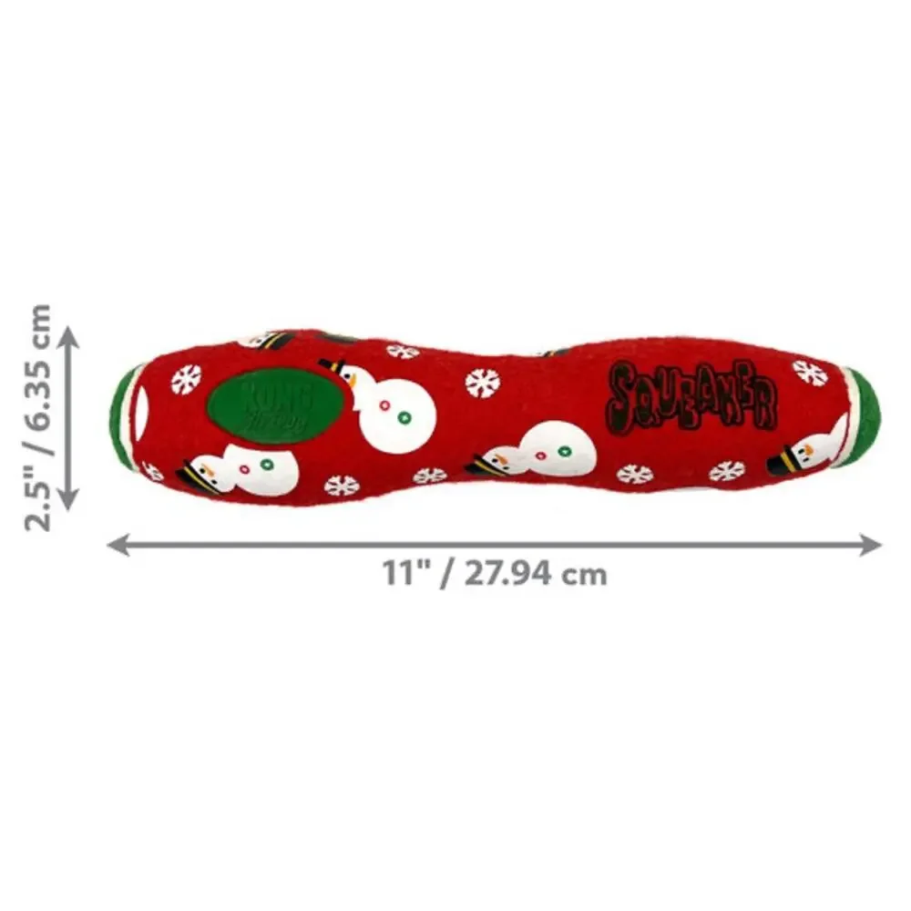 Kong Holiday‎ AirDog Large Squeaker Dog Toy Stick Red Snowman Christmas Toss